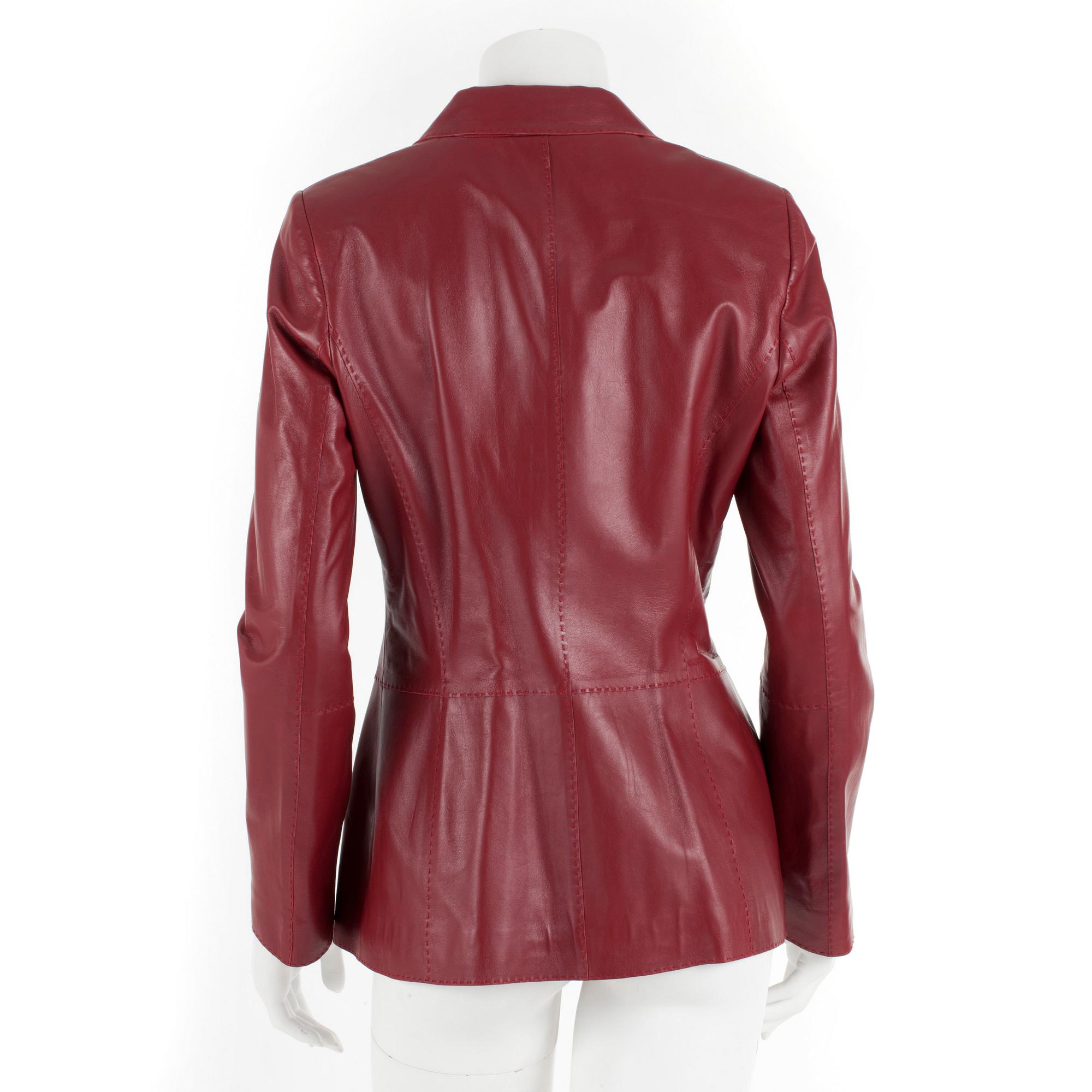 ESCADA, a red leather jacket, size 36.