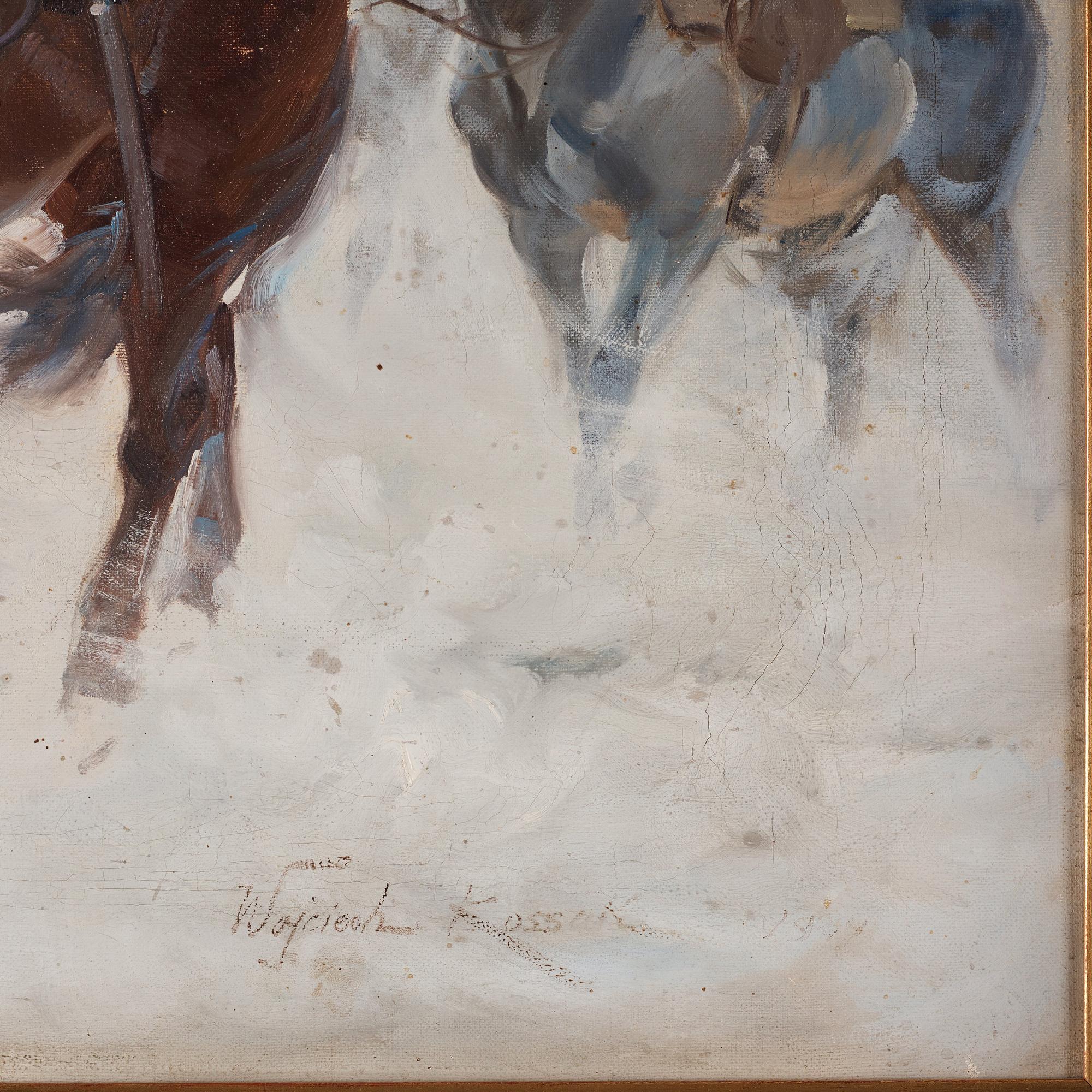 Wojciech von Kossak, Militärer med häst i vinterlandskap (Spejande Uhlaner).
