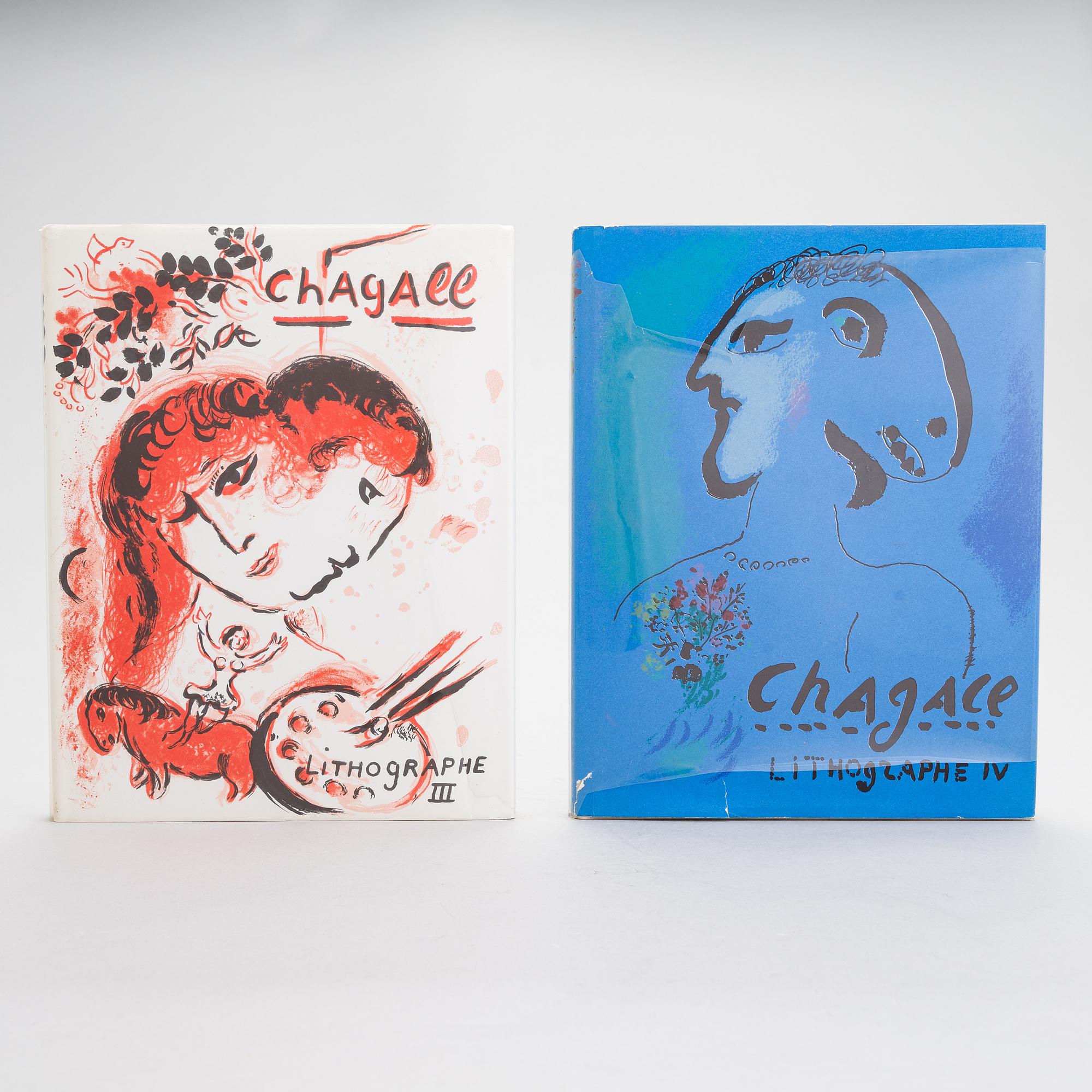 Two books, 'Chagall Lithographe III' and 'Chagall Litographe IV', 1969 and 1974.