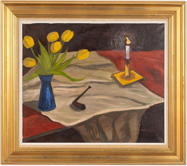 Bent Bille, Still life with tulip and pipe.