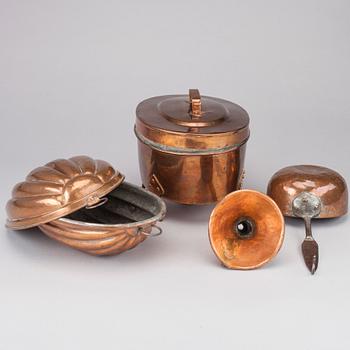 KOPPARFÖREMÅL, 5 st, 1800-tal.