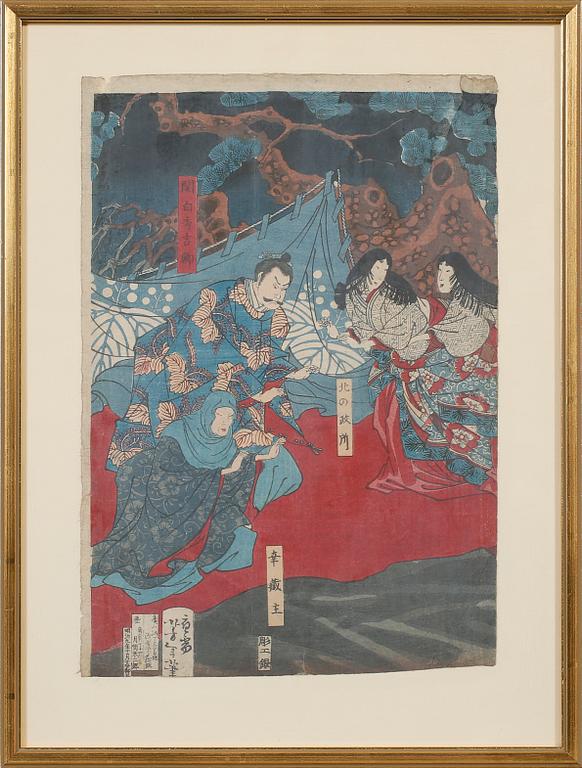 TRÄSNITT, 4 st, Japan, 1800-/tidigt 1900-tal.