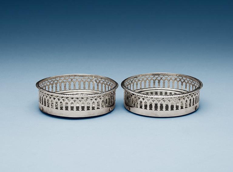 A pair of Swedish silver coasters, makers mark of Anders Lundqvist, Stockholm 1825.