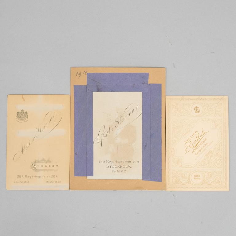Royal photographs, 3 pcs, Prince Carl and Ingeborg of Denmark, one signed and dated 1897 in ink.
