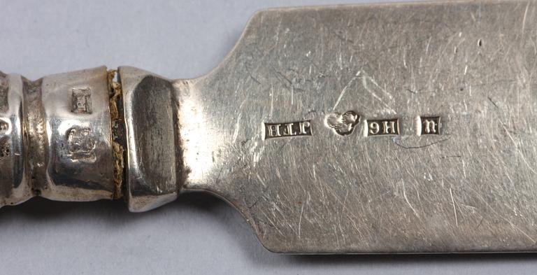 PARTI BESTICK, 7 st, silver, bla Johan Theodor Hagman, Uppsala 1886.