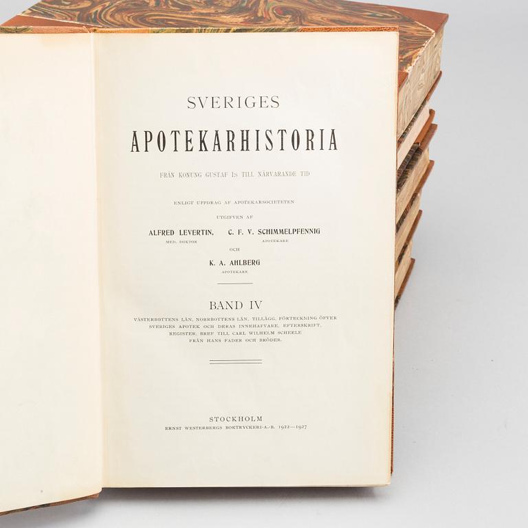 SVERIGES APOTEKSHISTORIA, 6 vol, 1910-1949.