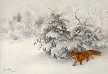 133. Bruno Liljefors, Fox in a winter landscape.