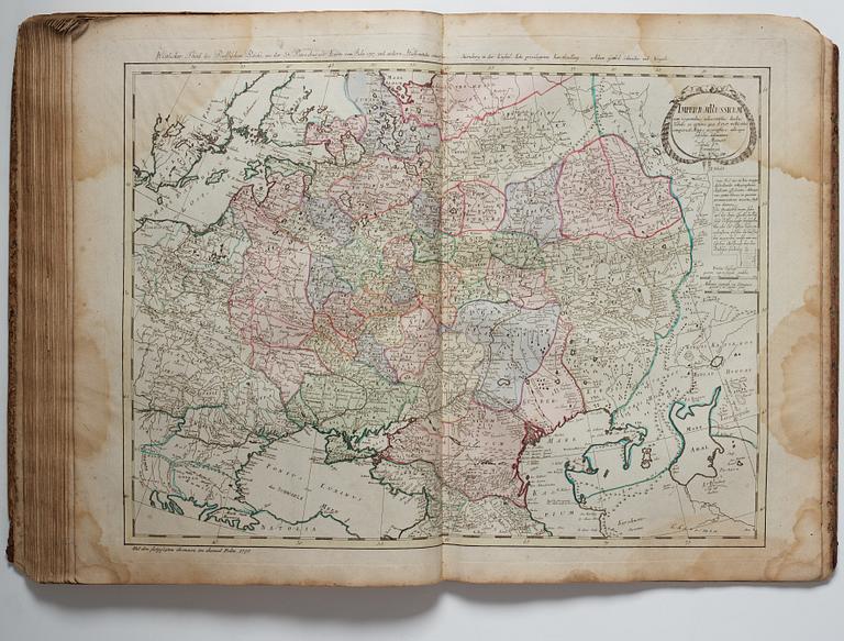 Atlas, Nürnberg 1797. med 34 kolorerade kopparstick.