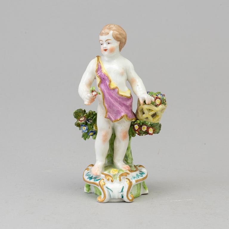 A Samson porcelain figure of a boy with flowers, Paris, France circa 1900.