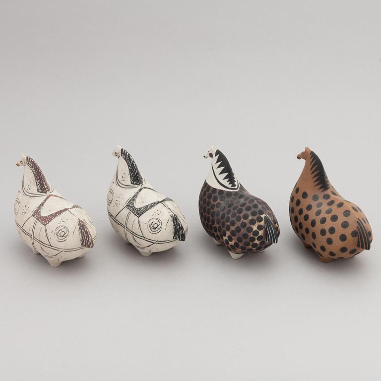 Stig Lindberg, figuriner, stengods, 4 st, Gustavsberg studio.