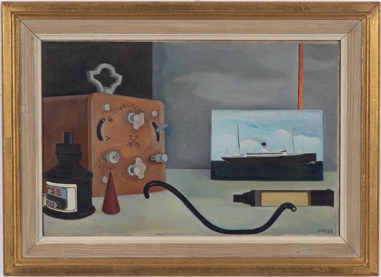 Erik Wessel-Fougstedt, Still life with ship painting.