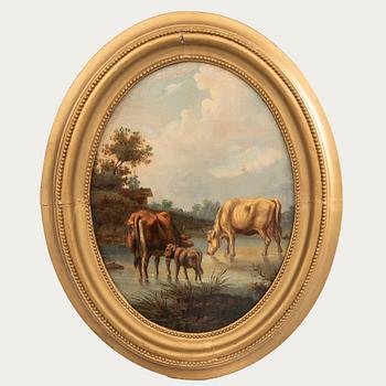 Unknown artist, 19th century, a pair of resting cows.