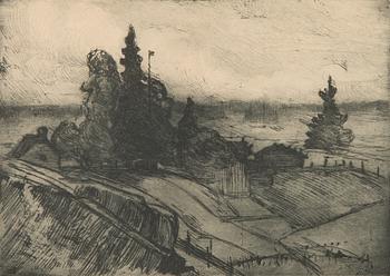 Albert Edelfelt, etching, signed AE on plate.