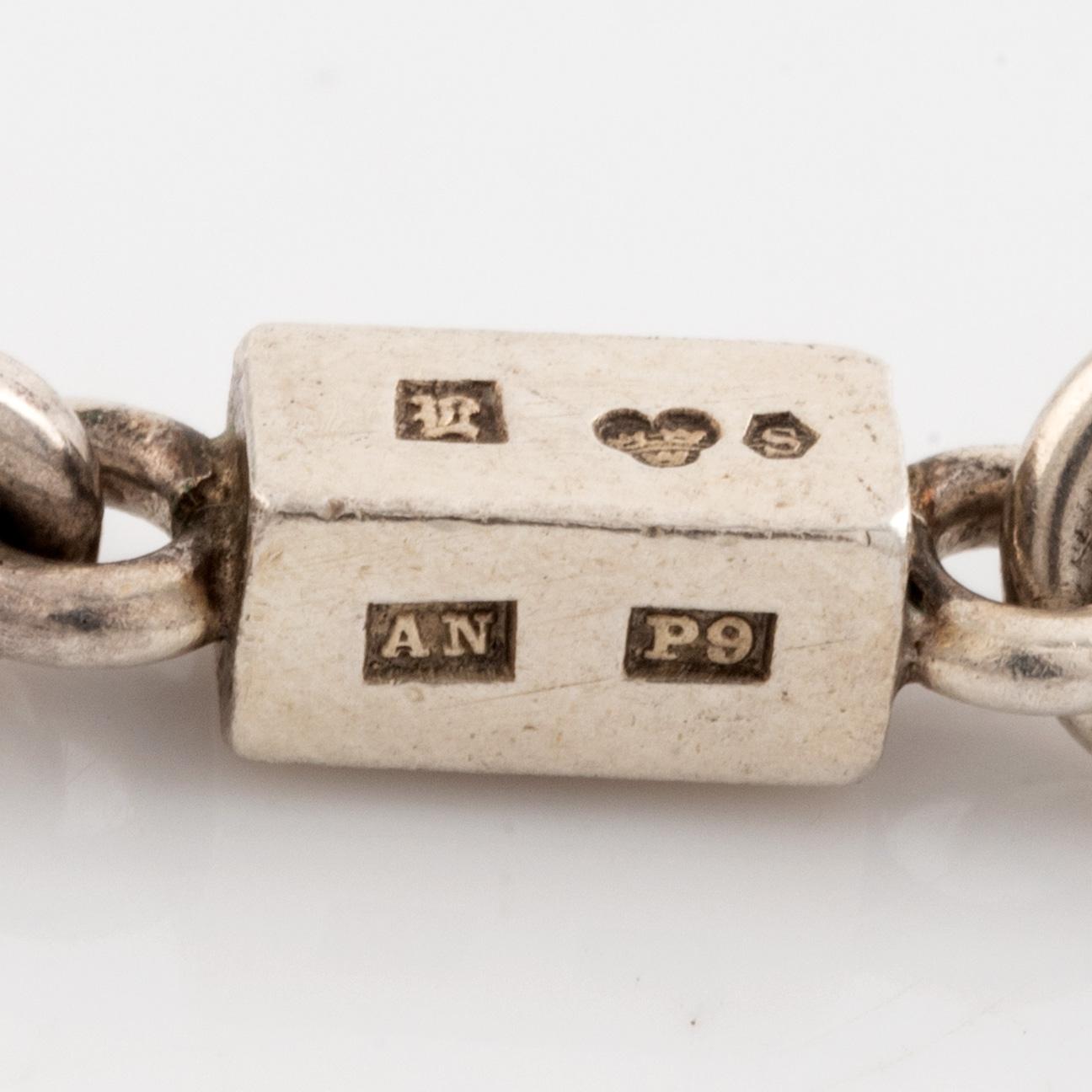 Wiwen Nilsson, Silver necklace and bracelet, Lund 1959 and 1965.