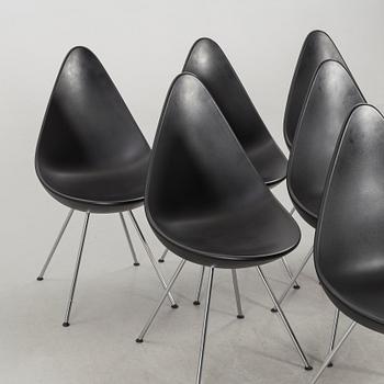 SIX ARNE JACOBSEN CHAIRS "DROPPEN" FOR FRITZ HANSEN.