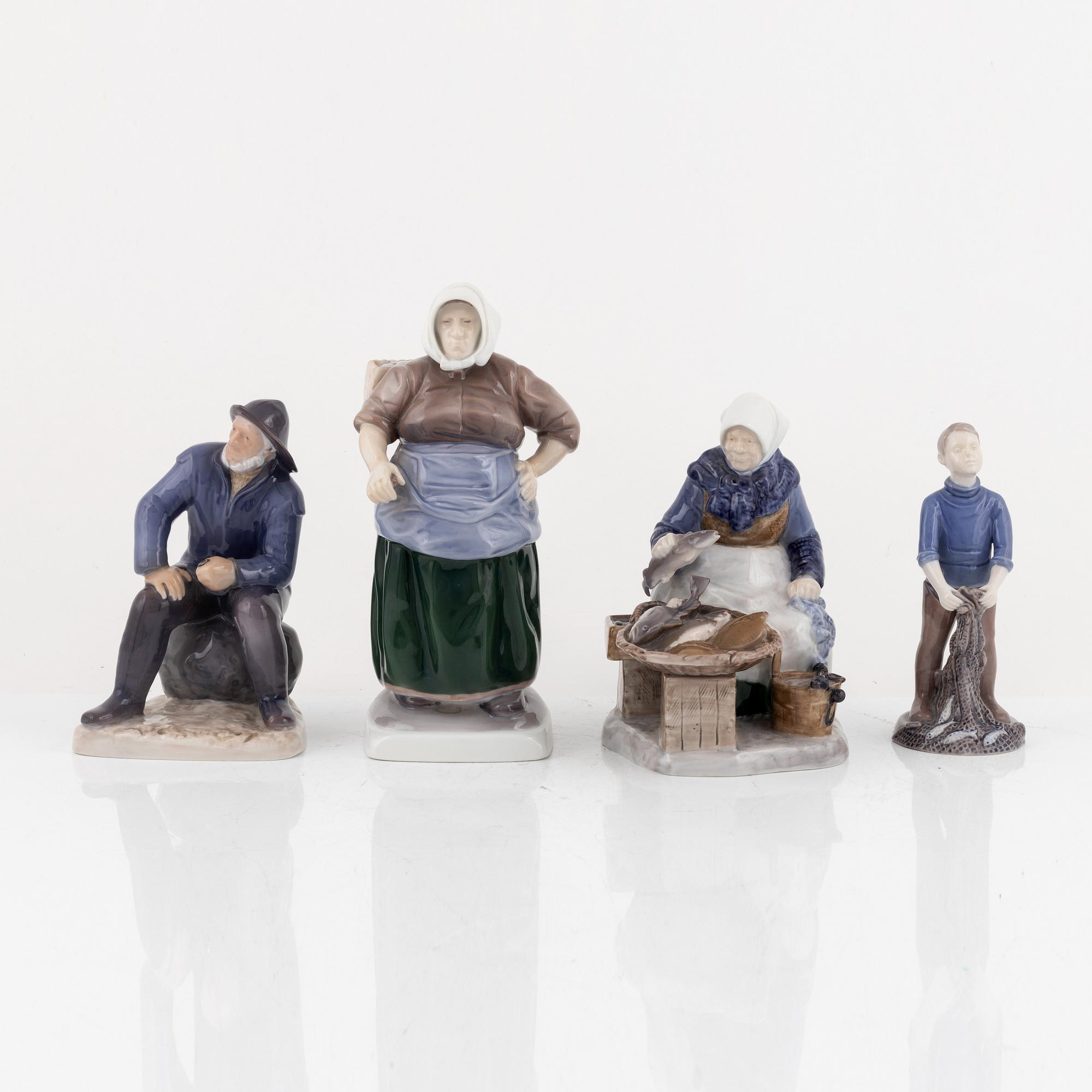 4 porcelain figurines, Bing & Gröndahl, Denmark.
