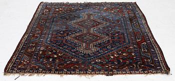 A Khamseh rug, antique, c. 192 x 155 cm.