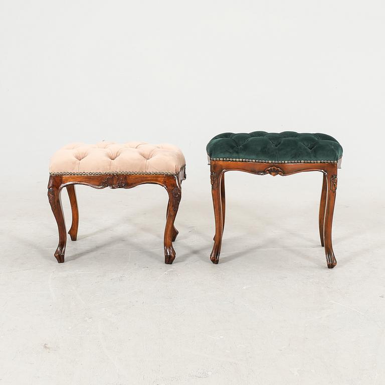 A set of two Louis XV style stools 20th century.