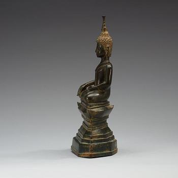 A large bronze figure of buddha, Laos, 19th Century.