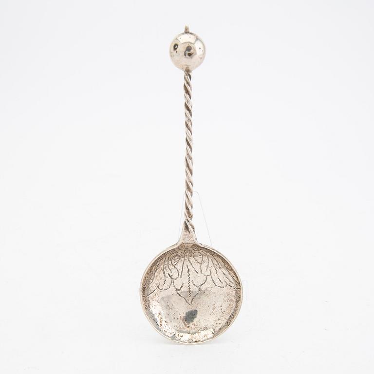 A Swedish 18th century silver spoon mark of J Collin Stockholm, weight 36 grams.