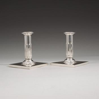 A pair of 18th century silver candlesticks, Lars Boye, Stockholm 1778.