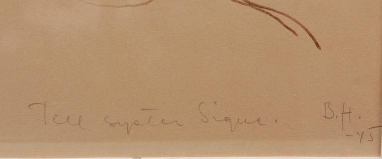 BERTA HANSSON, teckning. Monogramsign o dat 45.