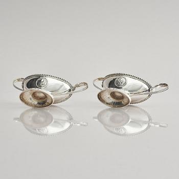 A Swedish pair of 18th century parcel-gilt silver salt-cellars, marks of Petter Eneroth, Stockholm 1785.