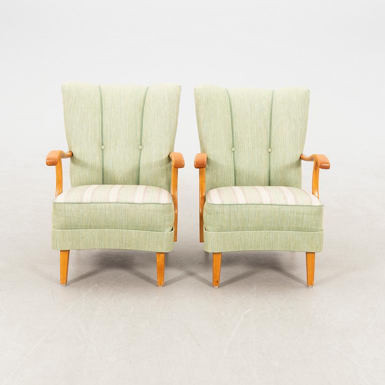 Armchairs a pair Swedish Modern 1950s.