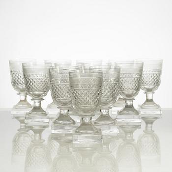Elis Bergh, twelve "Kent" wine glasses, Kosta, Sweden.