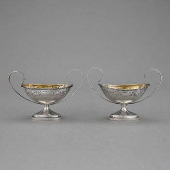SALTKAR, ett par, silver, empire, Johan Poul Struntze, Köpenhamn, 1814. Vikt 136 g.