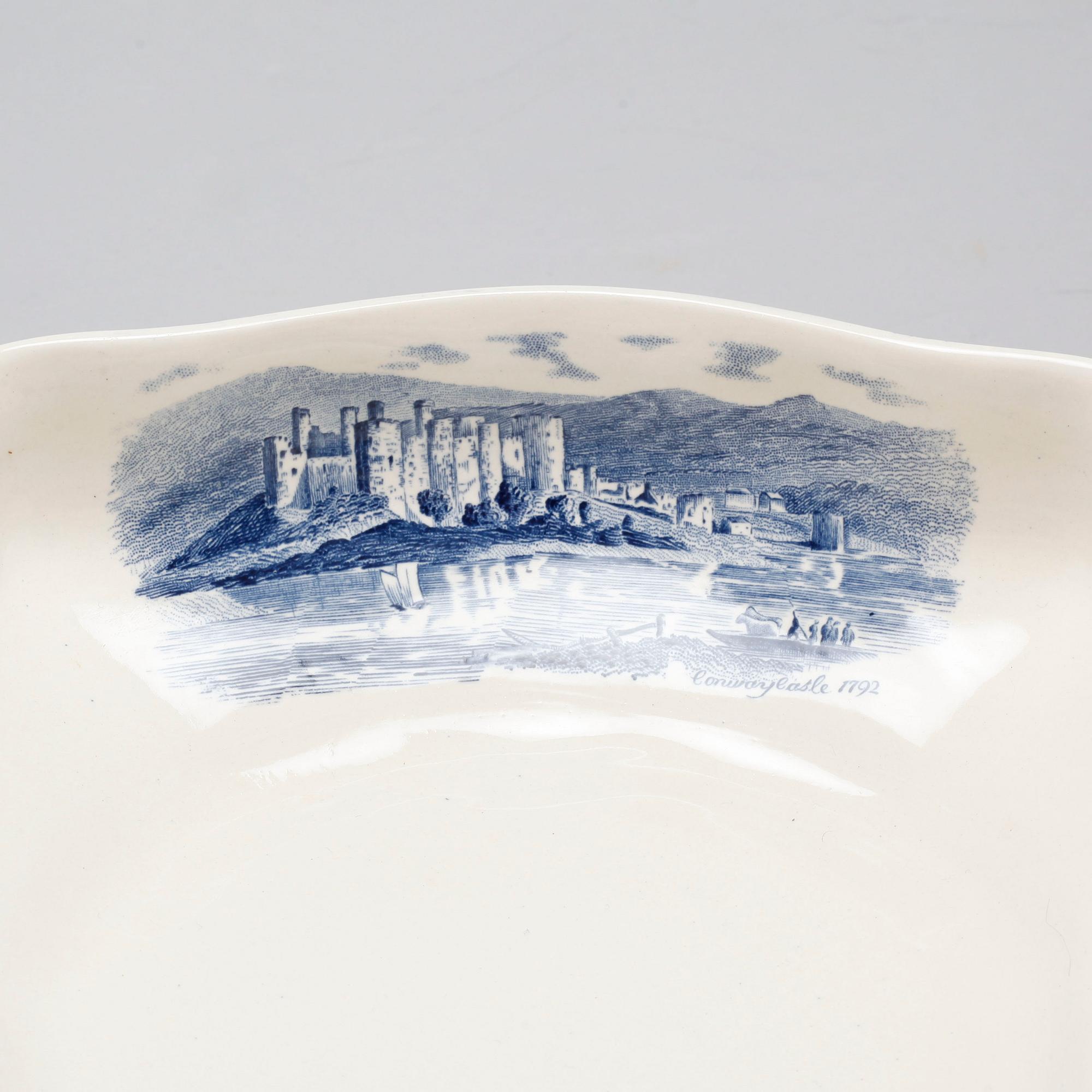 64 pieces of earthenware tableware, model "Old Britain Castles" by Johnson Bros, England, first half of the 20th century.