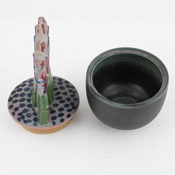 Lisa Larson, a unique stoneware sculpture/flower vase with lid, Gustavsberg Studio.