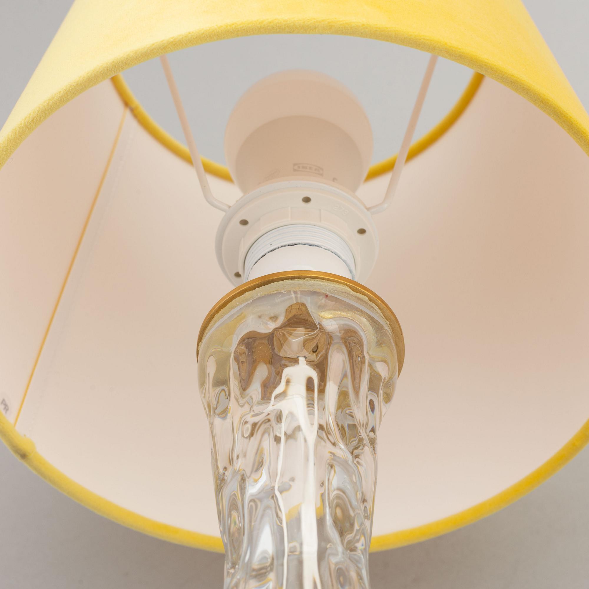 Carl Fagerlund, a matched pair of glass table lights, Orrefors.