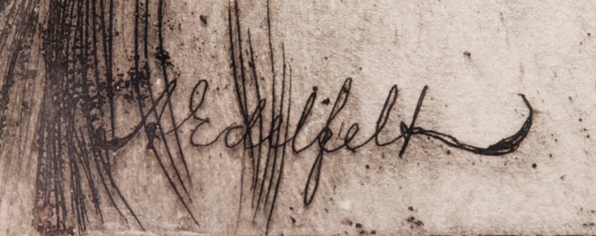 ALBERT EDELFELT, färgetsning, plåtsignerad.