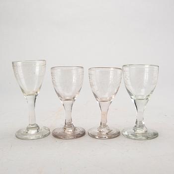 FOUR GLASSES, first half of the 19th century.