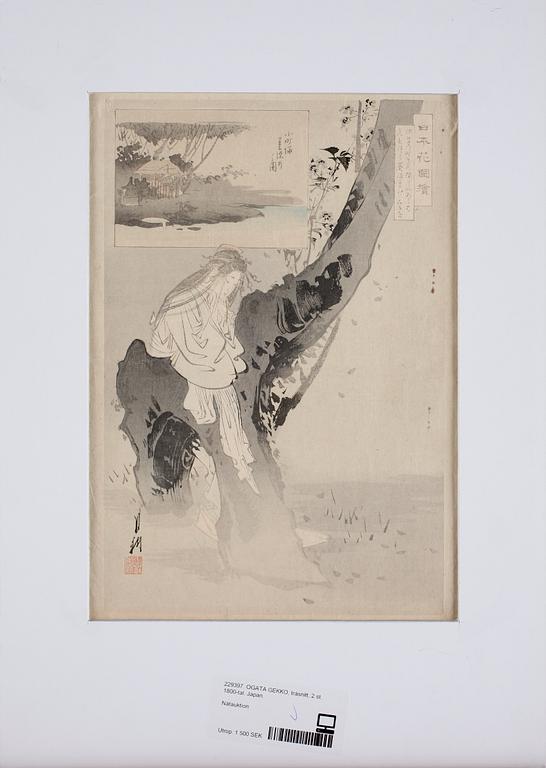 OGATA GEKKO, träsnitt, 2 st. 1800-tal. Japan.