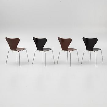 Arne Jacobsen, stolar, 4 st, "Sjuan", Fritz Hansen, Danmark.