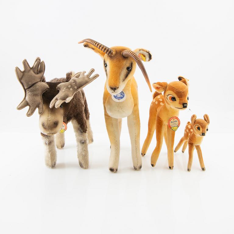 Toy animals, 4 pcs, Steiff, Germany, second half of the 20th century.