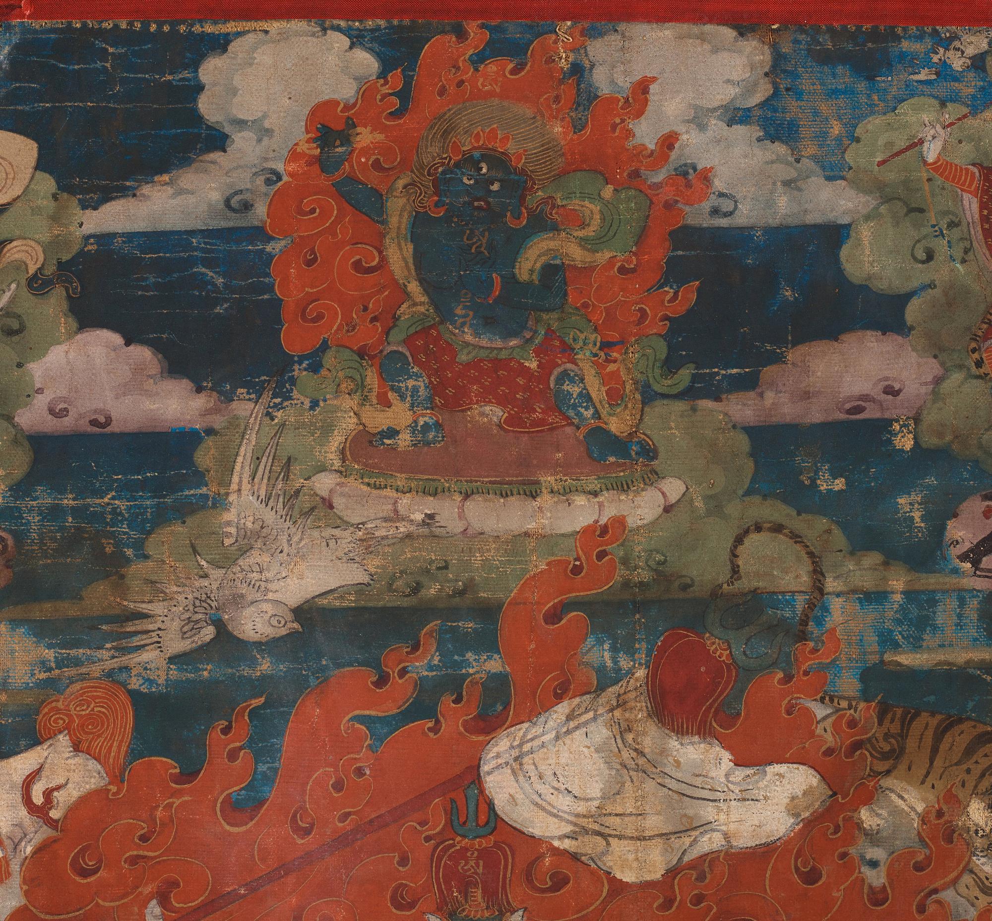 A Mongolian thangka depicting the nine Drala brothers, 19th century.