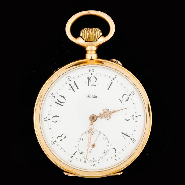 HERRFICKUR, guld 18k, Halda, T-verk, numrerad 9904. Tot ca 94 gram.
