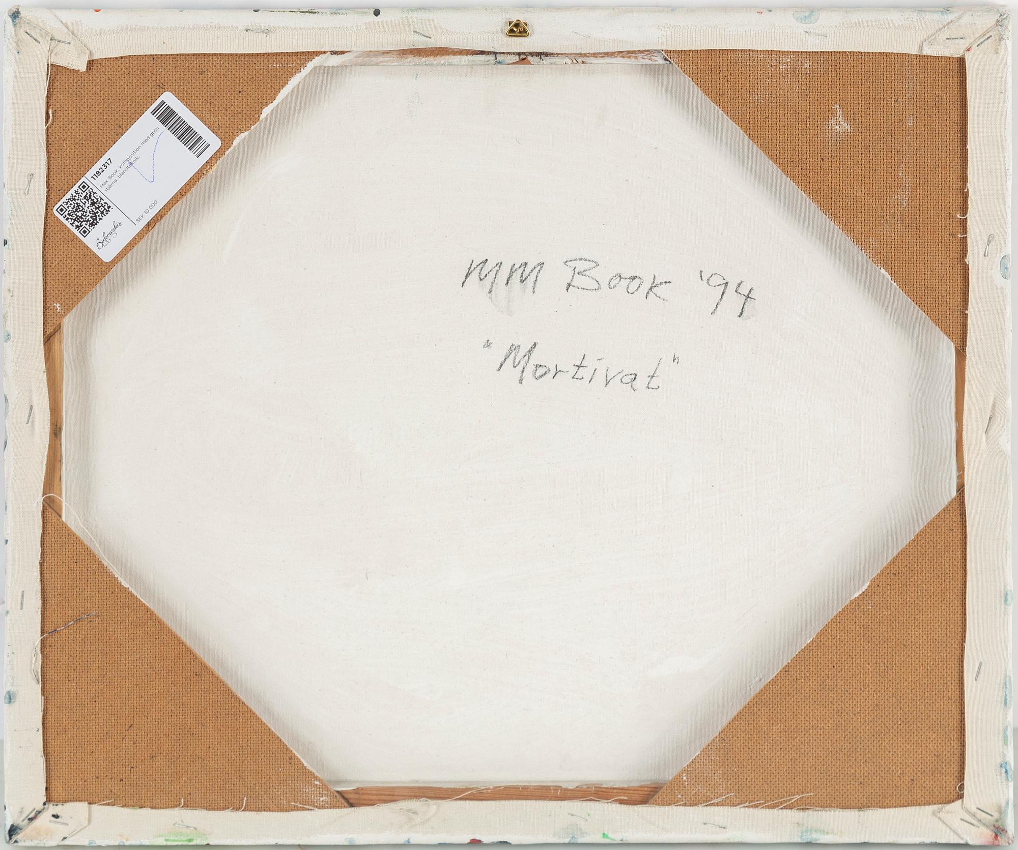 MAX MIKAEL BOOK, mixed media on canvas, signed and dated -94 verso.