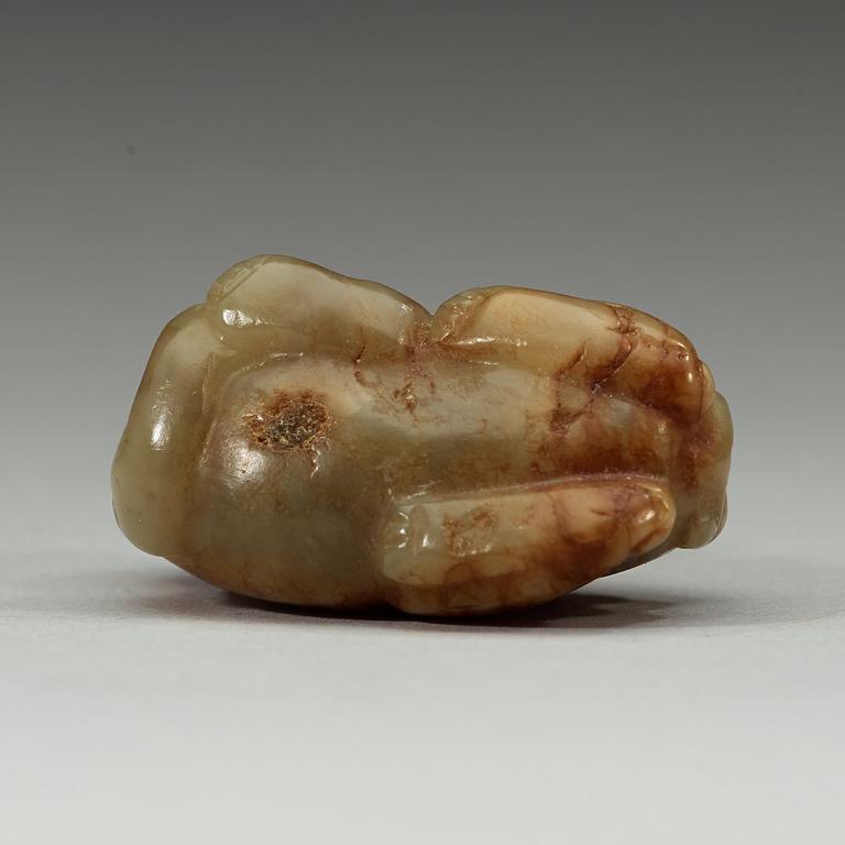 FABELDJUR, jade, troligen Qingdynastin (1644-1912).