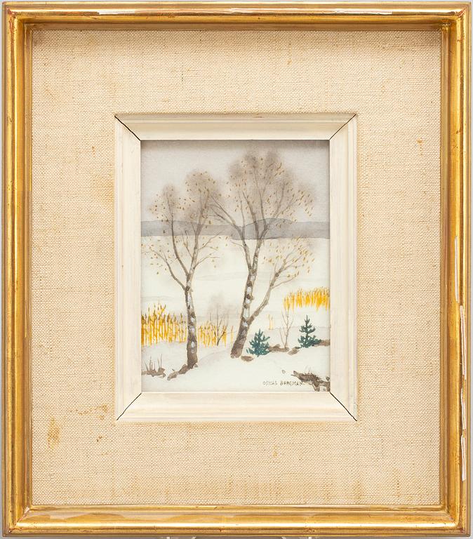 OSKAR BERGMAN, akvarell, signerad.