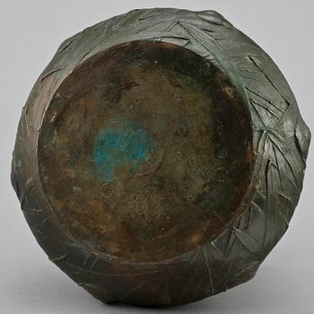 A Hugo Elmqvist Art Nouveau patinated bronze vase, Stockholm circa 1900.