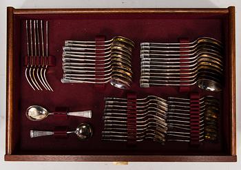 MAUNO HONKANEN, A 112-pcs set of 'Tähkä' silver cutlery in wooden box, mark of A. Tillander, Helsinki 1984-1991.