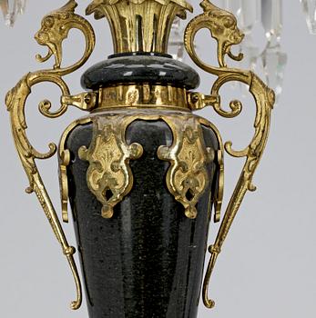 KANDELABRAR, ett par, oskarianska, sent 1800-tal.