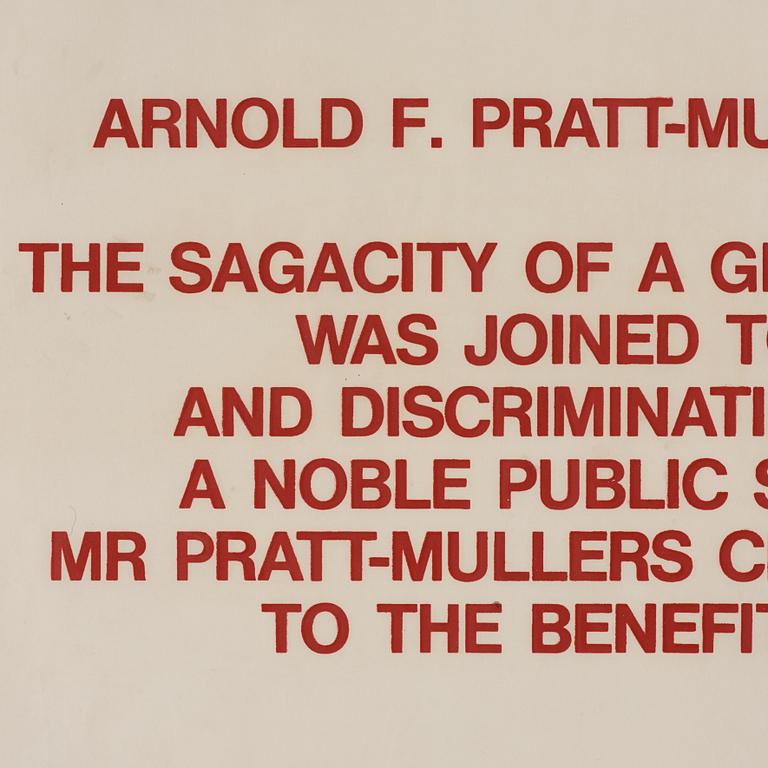 Carl Fredrik Reuterswärd, Arnold F.Pratt - Muller in memoriam.