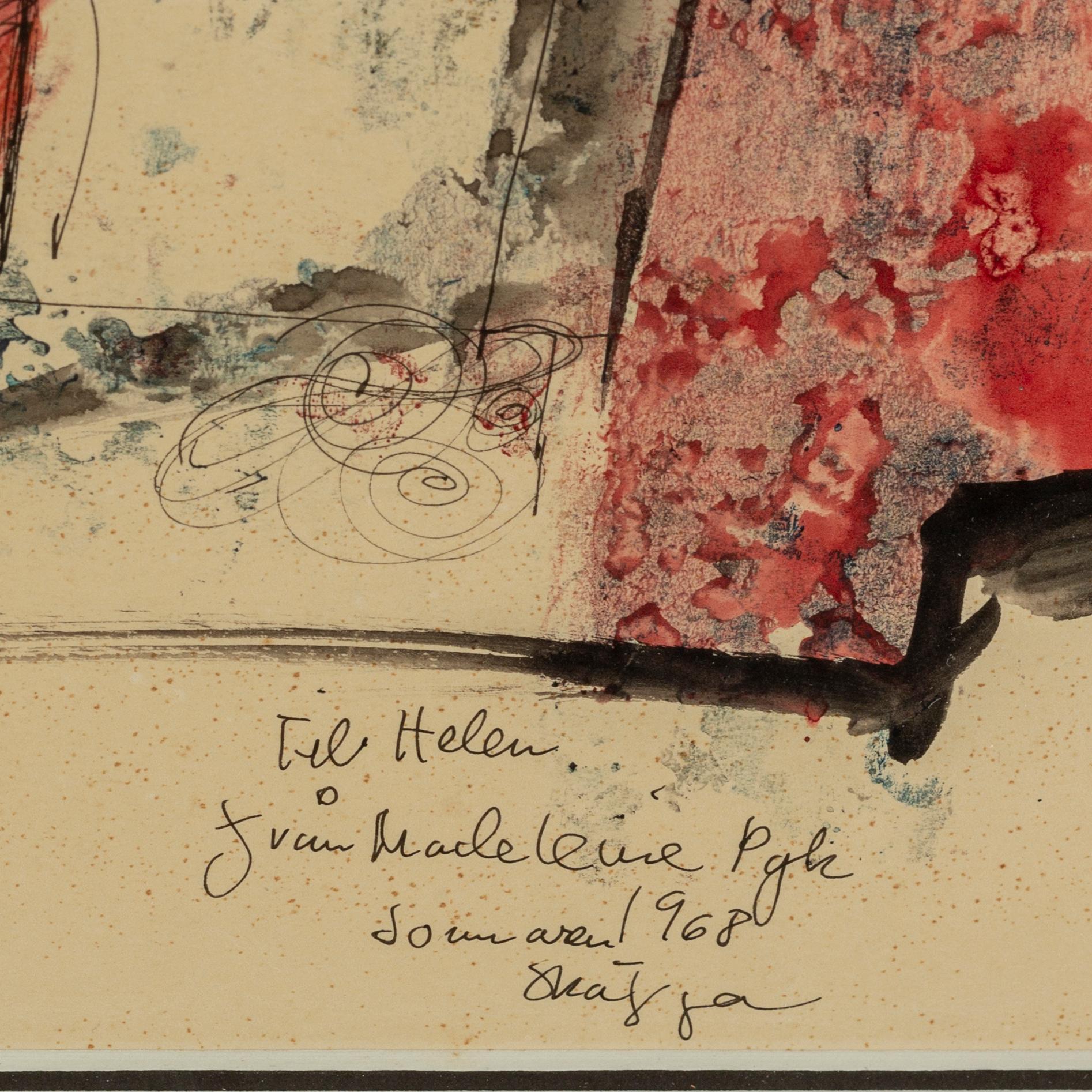 MADELEINE PYK, mixed media on paper, signed and dated 1968.