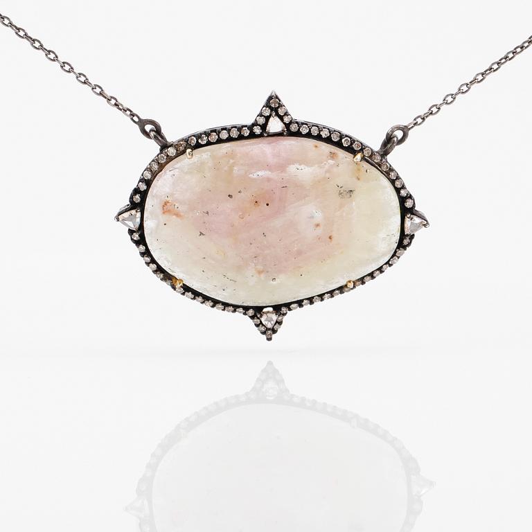 COLLIER, silver, safir och diamanter.