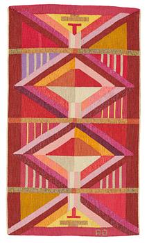 262. Agda Österberg, a carpet, flat weave, ca 196-201,5 x 115,5-116,5 cm, signed AÖ.